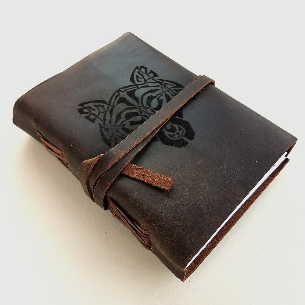 Celtic Wolf Genuine Leather Journal, Unlined Paper